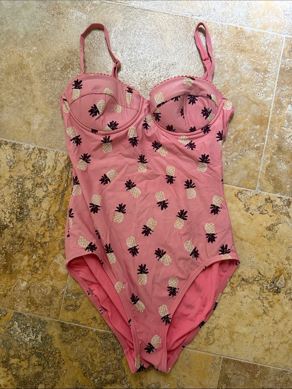 Kids Pink Pineapple Print One-Piece Swimsuit